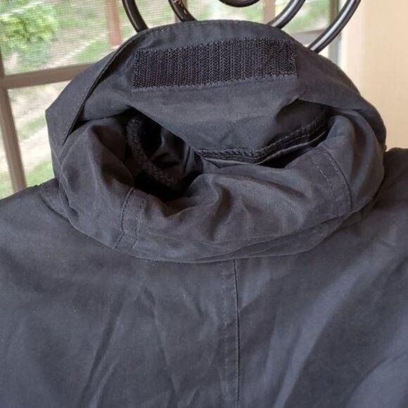 London Fog Black 2 in 1‎ Zip/Snap Insulated Lined Hooded Bomber Sz. L Jacket - Picture 7 of 14
